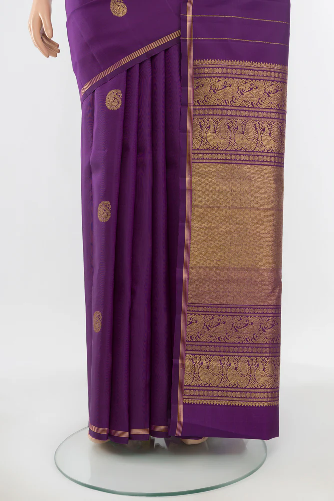 Violet Kanchipuram Silk Saree - Image 3