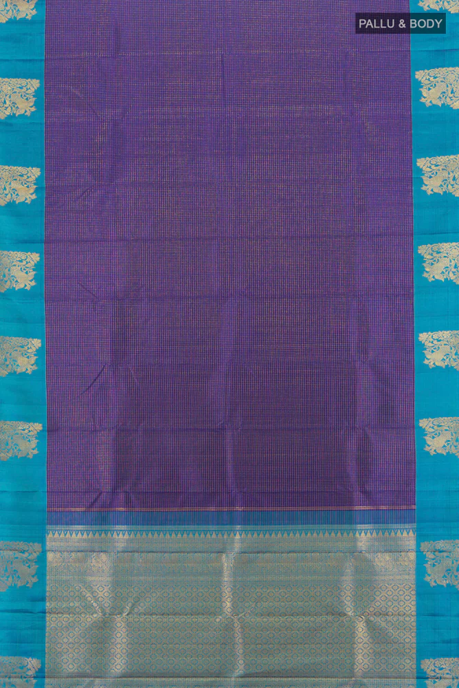 Dark Blue Kanjivaram Silk Saree - Image 5