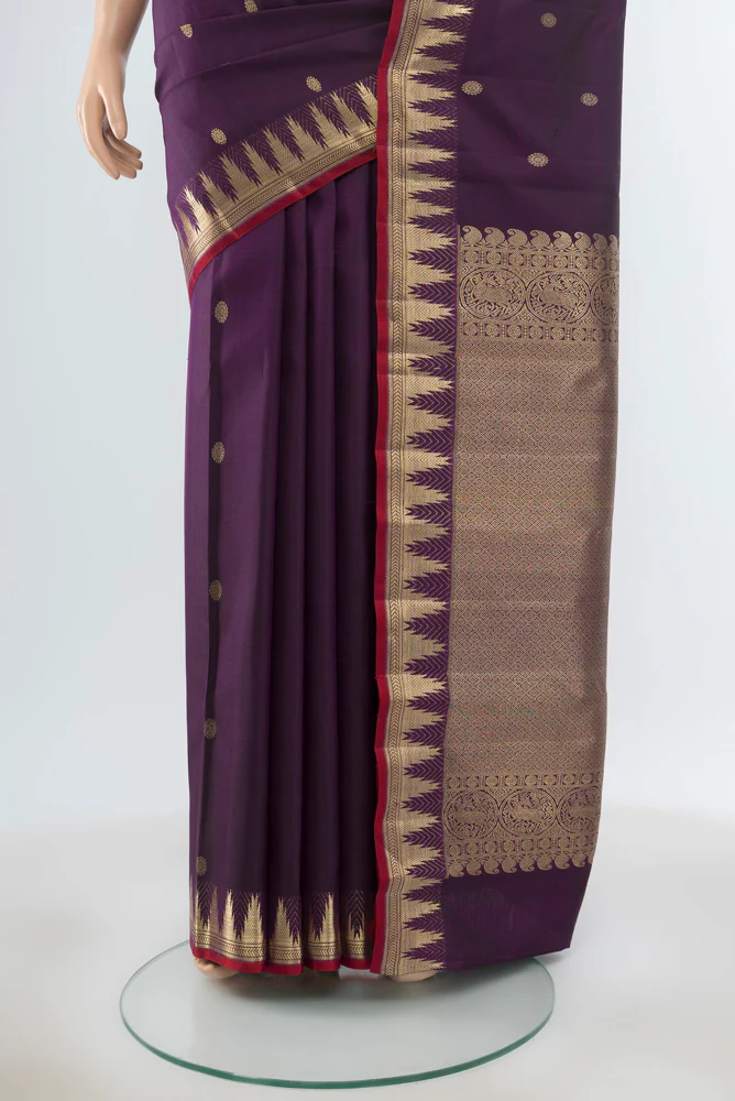 Violet Kanjivaram Silk Saree - Image 3
