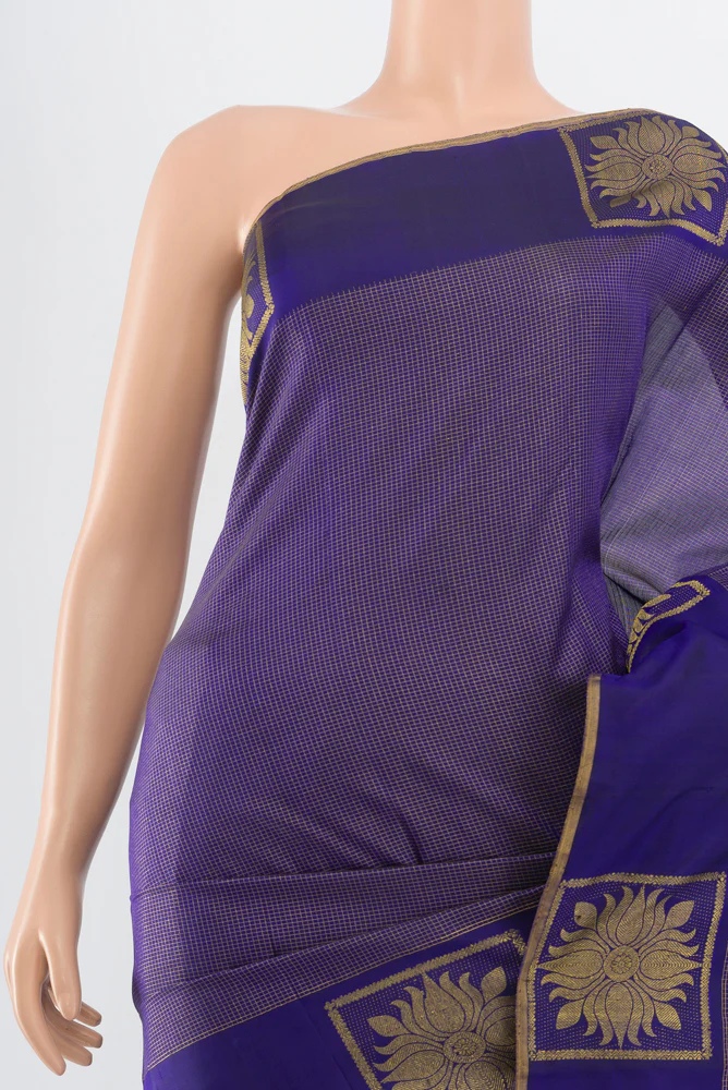 Dark Blue Kanjivaram Silk Saree - Image 2