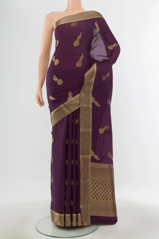 Violet Mysore Crepe Saree