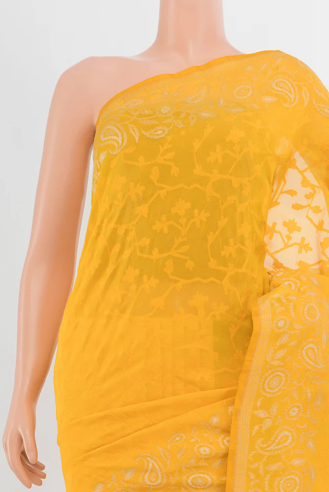 Yellow Banarasi Silk Saree - Image 2
