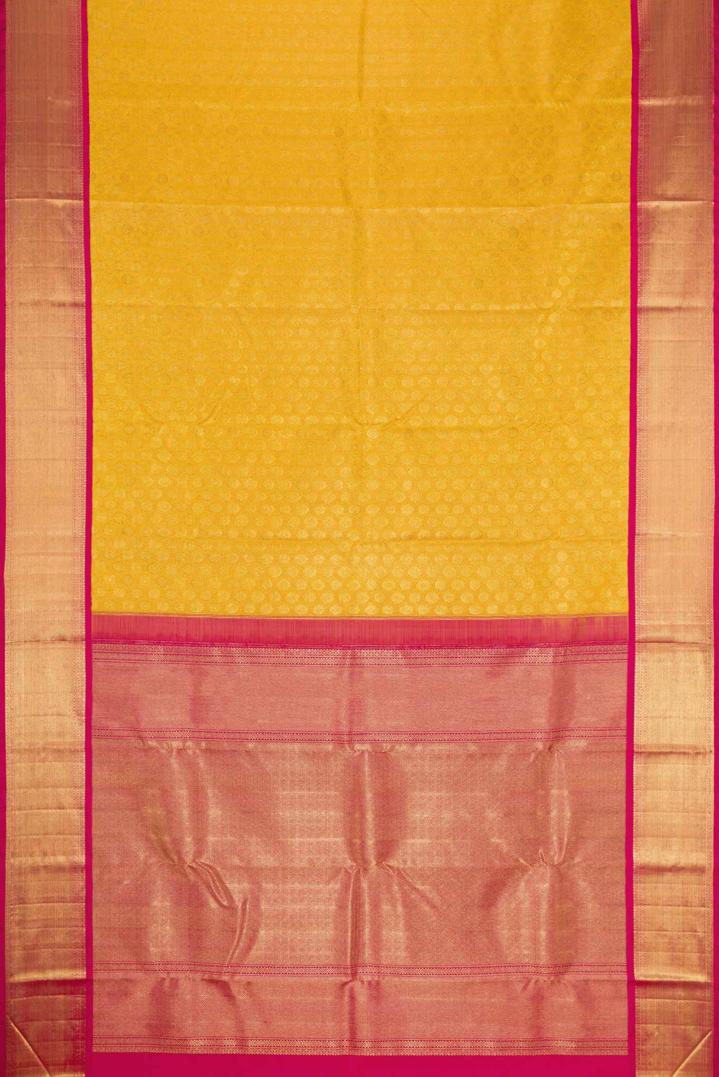 Pure Silk Pure Zari Yellow Dual Tone Kanjivaram Saree - Image 6