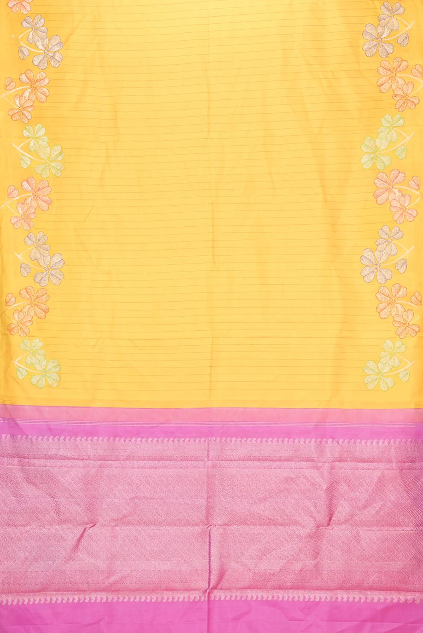 Pure Silk Pure Zari Yellow Dual Tone Kanchipuram Saree - Image 6