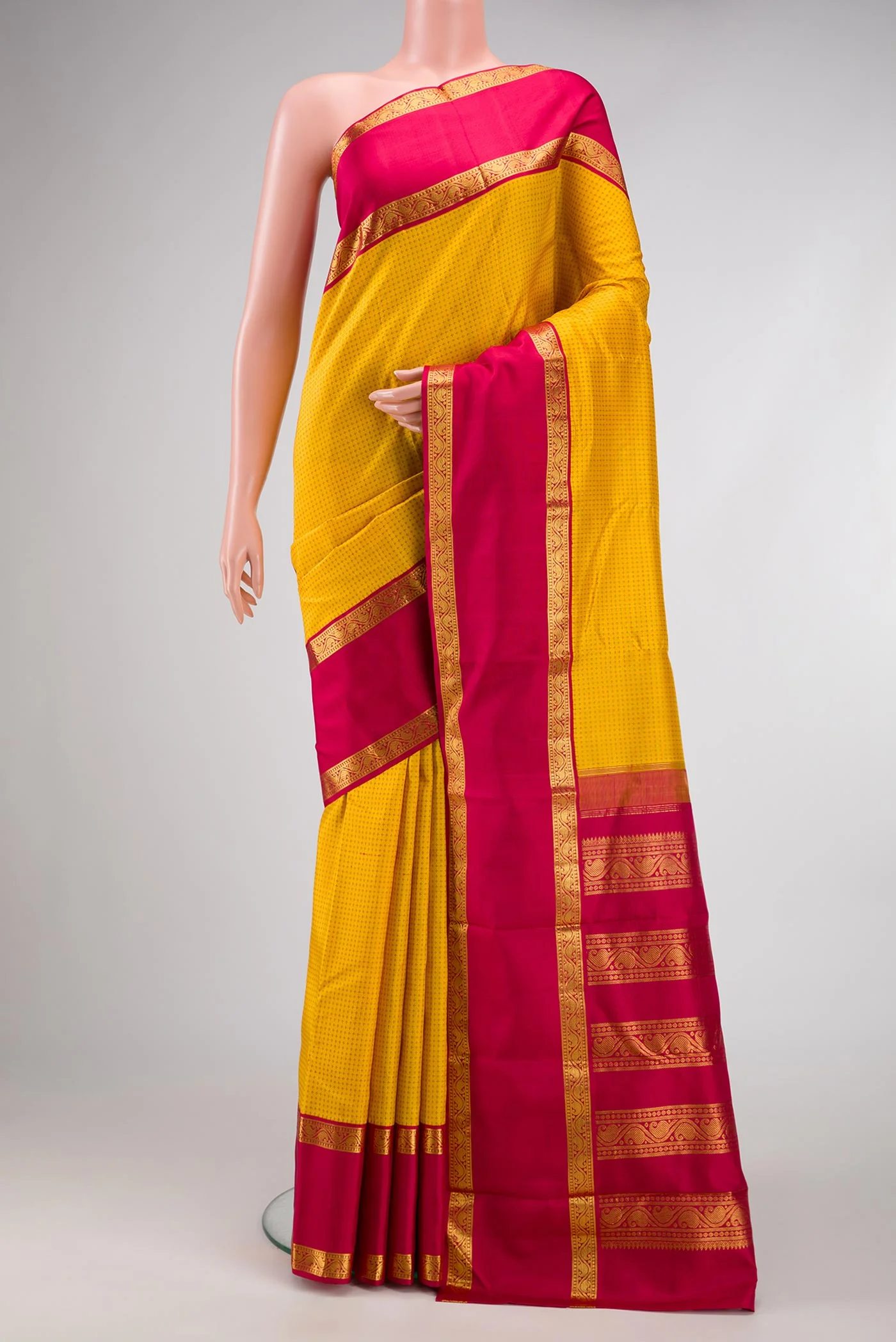 Pure Silk Pure Zari Yellow Kanjivaram Saree
