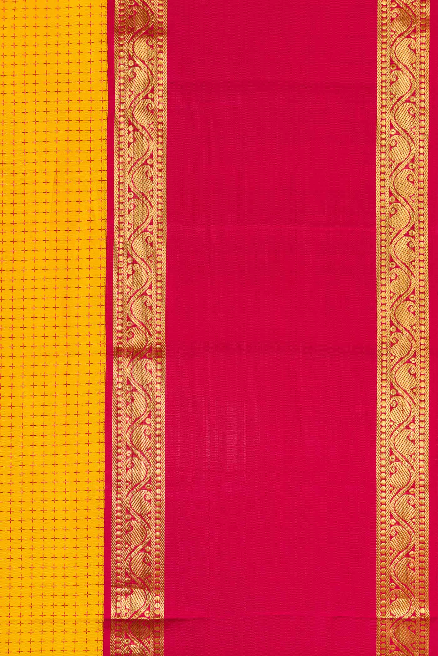 Pure Silk Pure Zari Yellow Kanjivaram Saree - Image 3