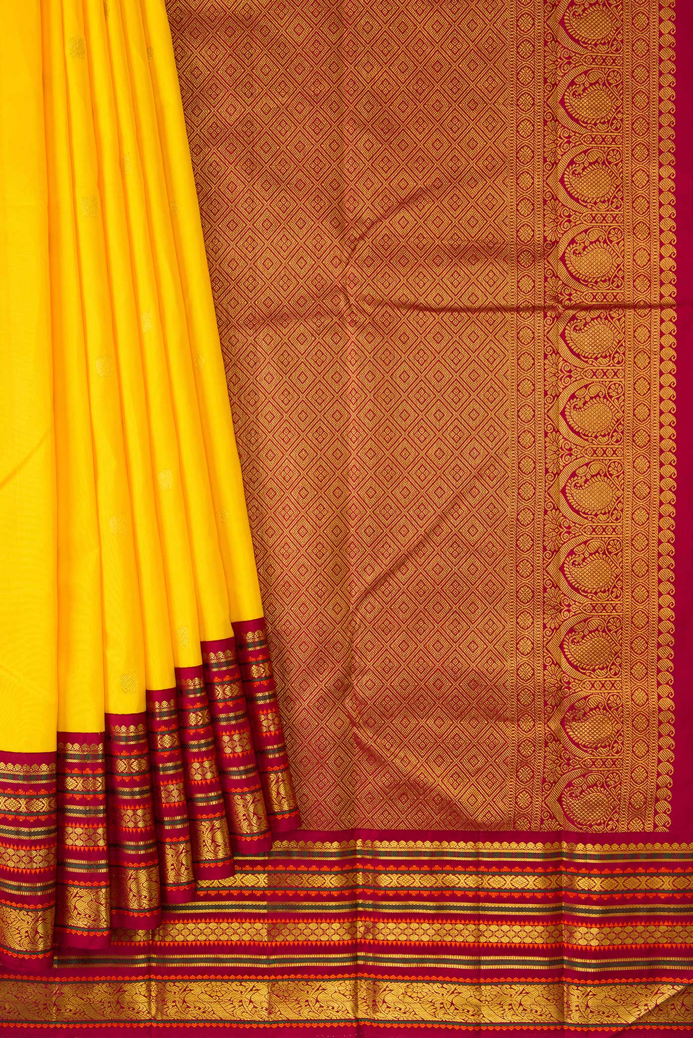 Yellow Kanjivaram Silk Saree - Image 4