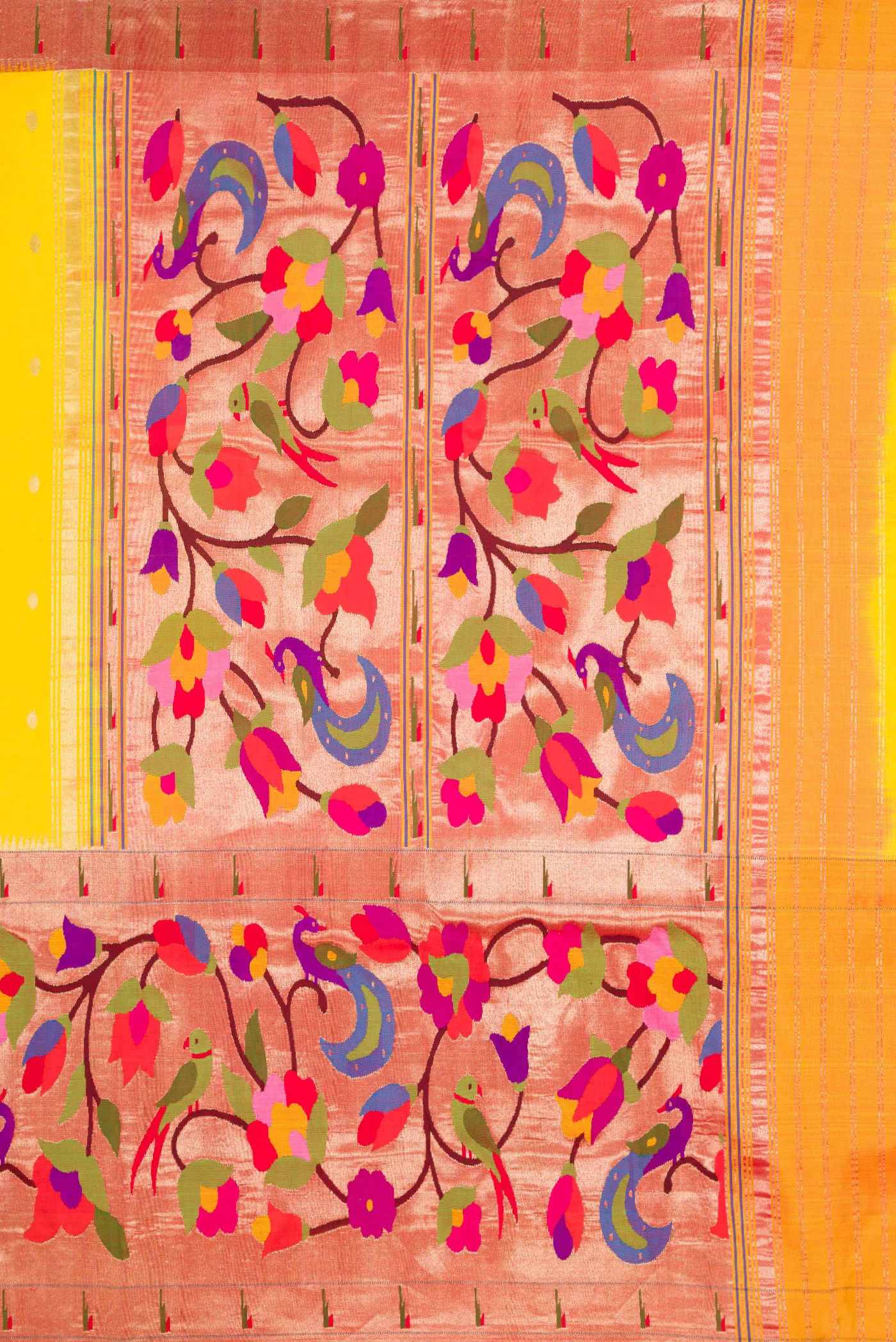 Pure Silk Pure Zari Yellow Paithani Saree - Image 7