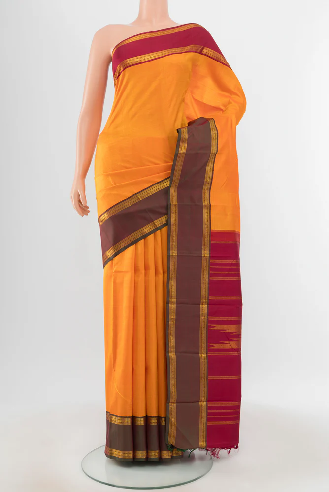 Pure Silk Pure Zari Yellow Kanchipuram Saree