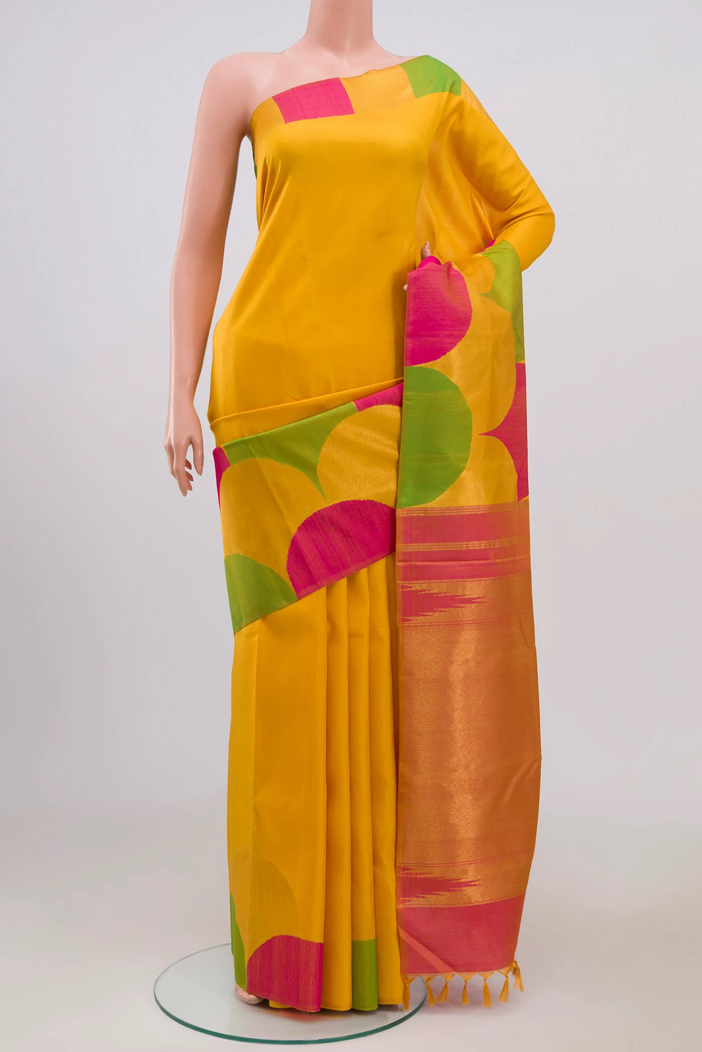 Pure Silk Pure Zari Yellow Kanchipuram Saree