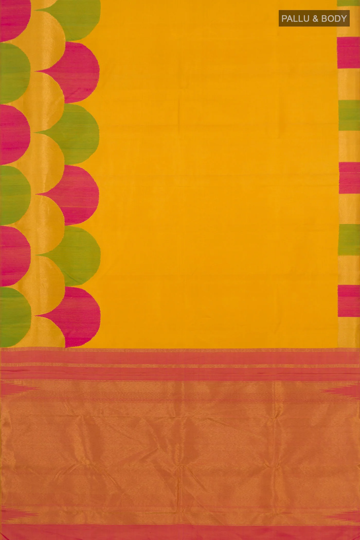 Pure Silk Pure Zari Yellow Kanchipuram Saree - Image 5