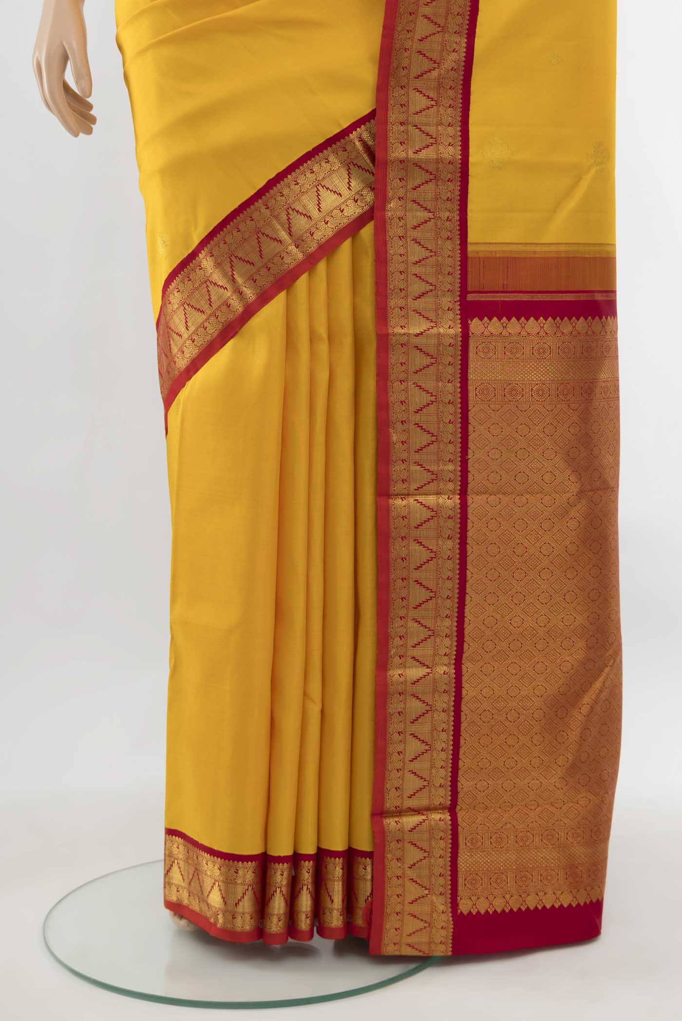 Yellow Kanjivaram Silk Saree - Image 3