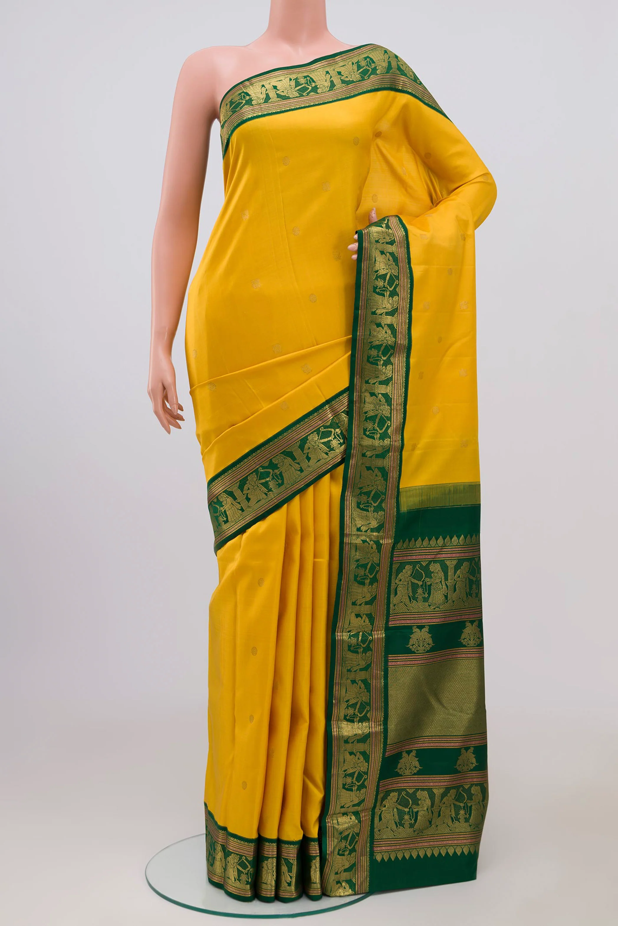 Pure Silk Pure Zari Yellow Kanjivaram Saree