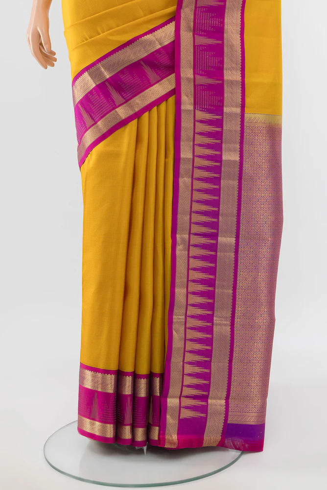 Yellow Kanjivaram Silk Saree - Image 3