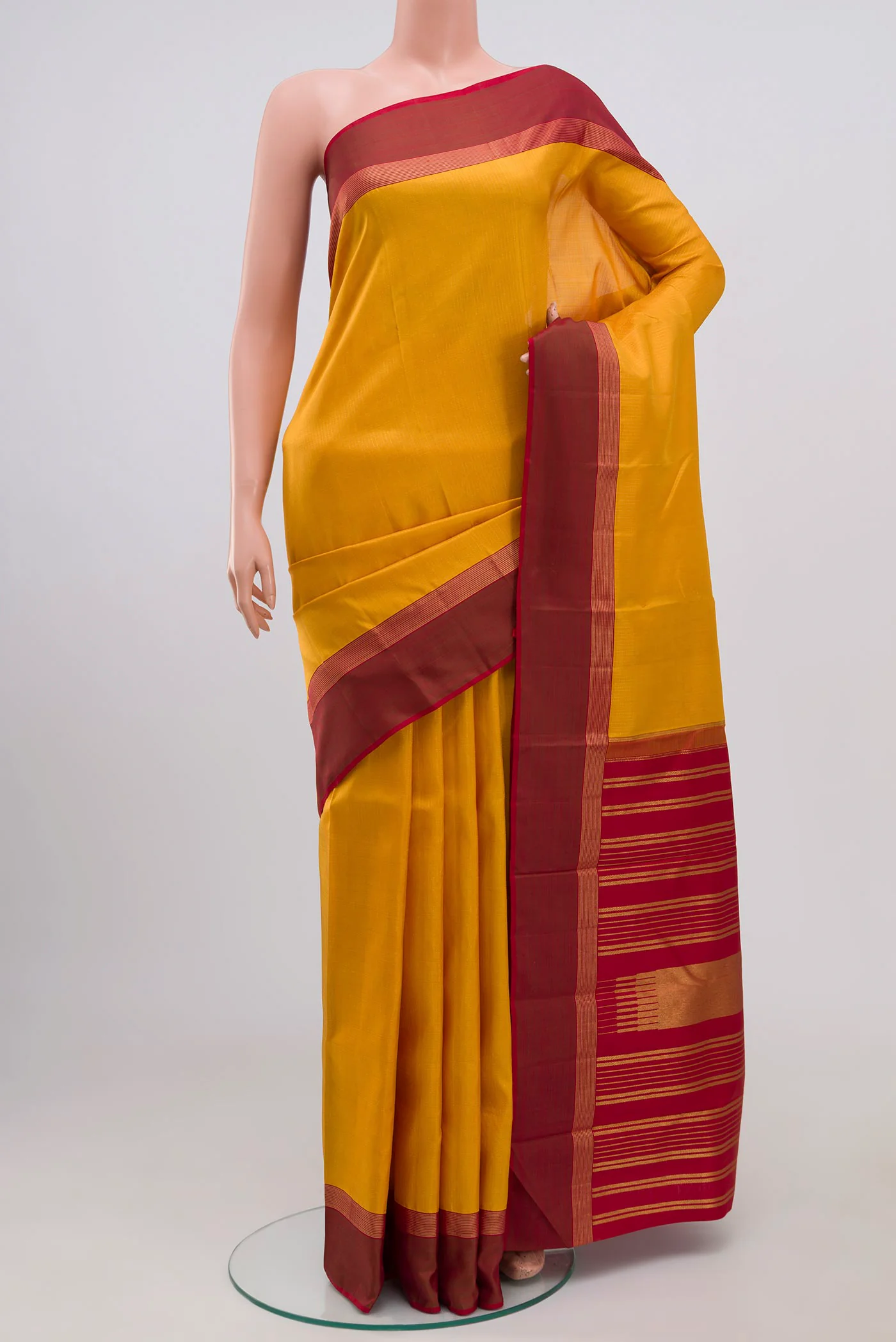 Pure Silk Pure Zari Yellow Kanjivaram Saree