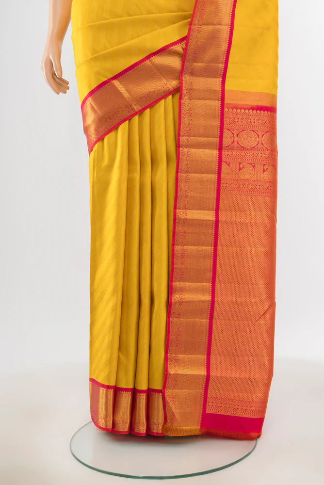 Yellow Kanjivaram Silk Saree - Image 3