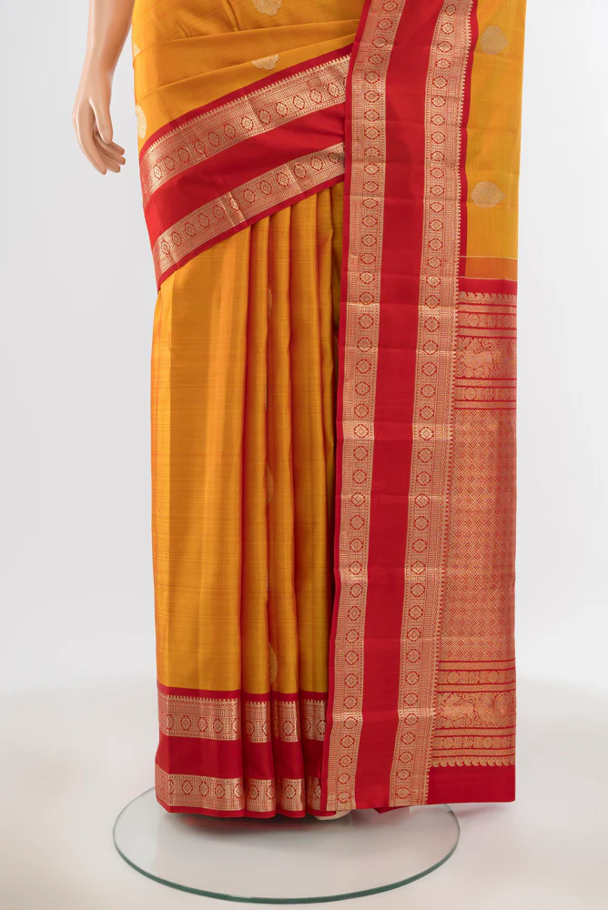 Mustard Kanjivaram Silk Saree - Image 3
