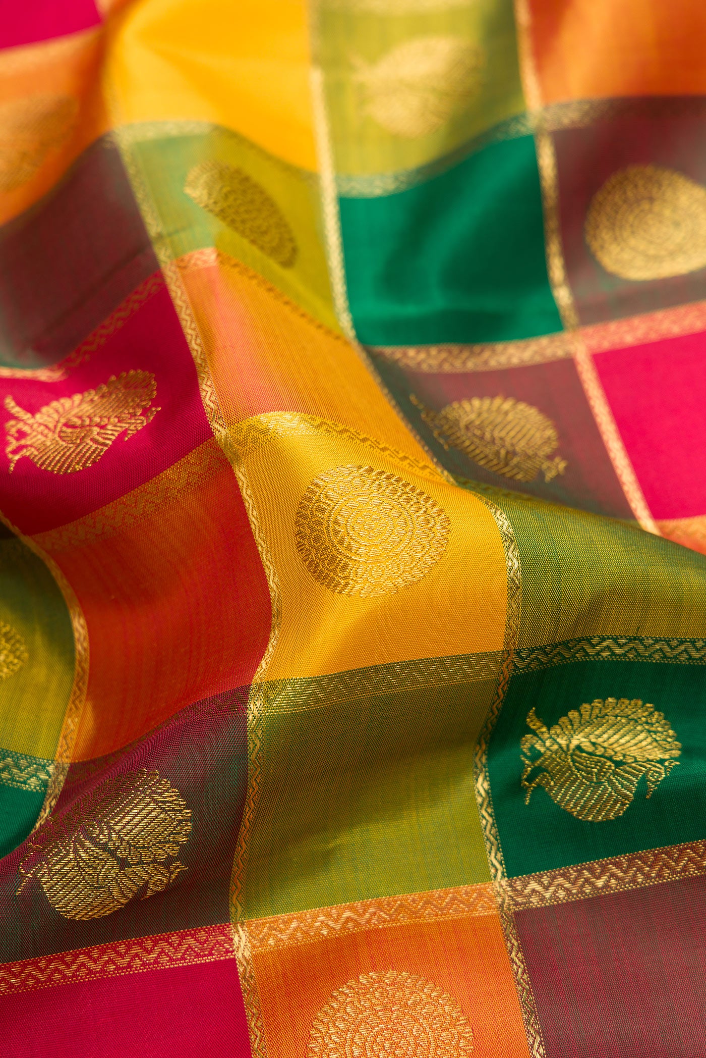 Pure Silk Pure Zari Multi Color Kanjivaram Saree - Image 2