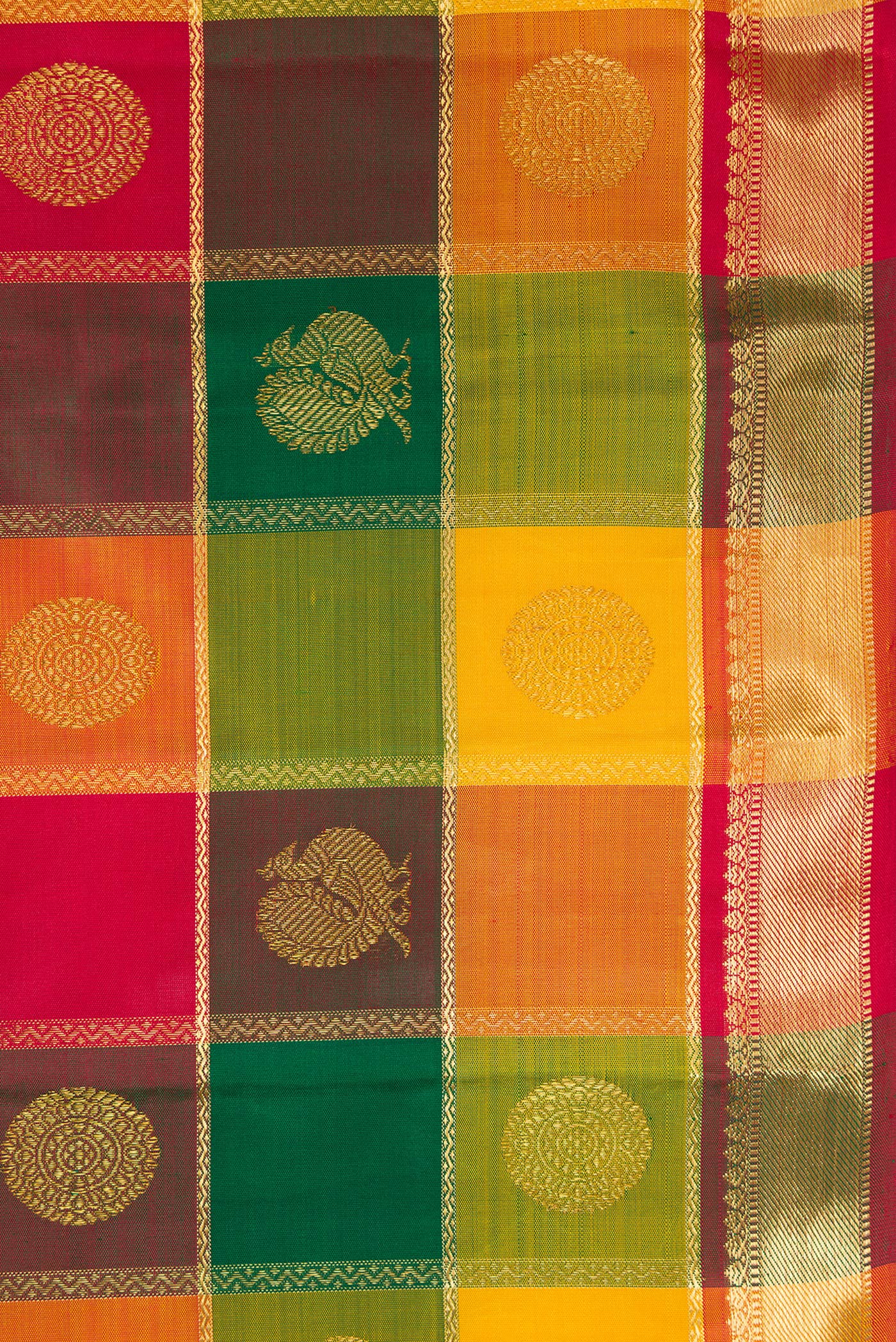 Pure Silk Pure Zari Multi Color Kanjivaram Saree - Image 3