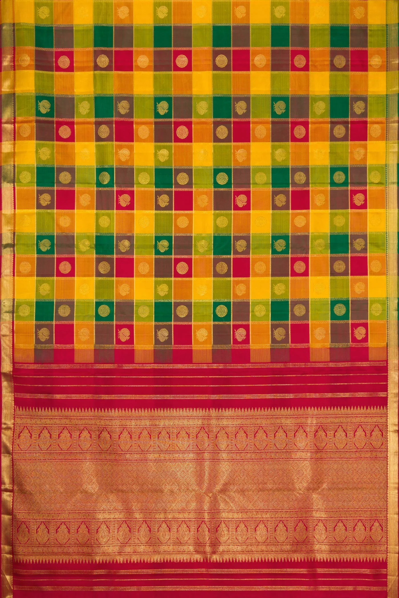 Pure Silk Pure Zari Multi Color Kanjivaram Saree - Image 6