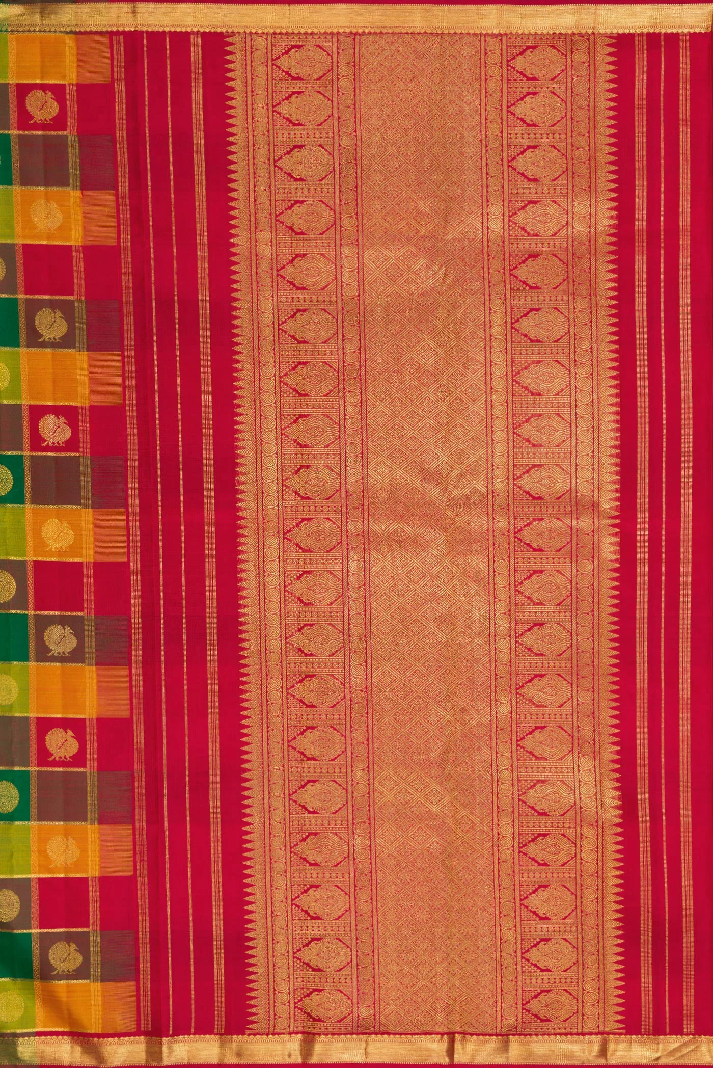 Pure Silk Pure Zari Multi Color Kanjivaram Saree - Image 7