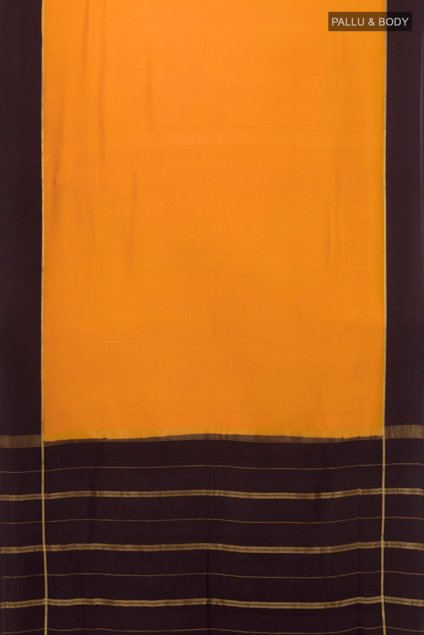 Pure Silk Pure Zari Yellow Mysore Crepe Saree - Image 6