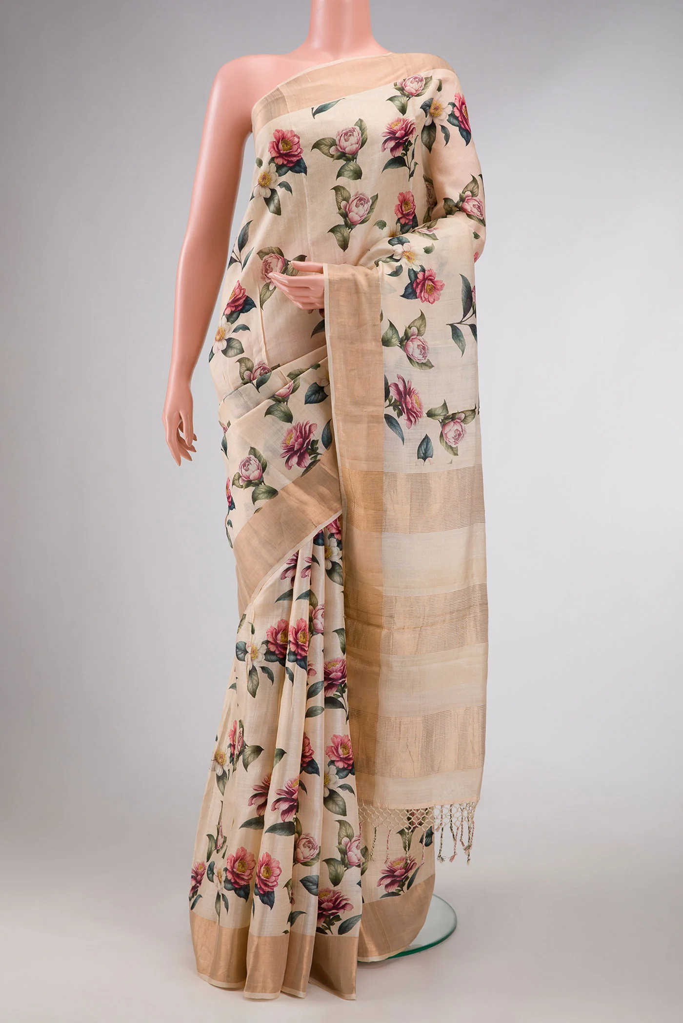 Sandal Tussar Silk Saree