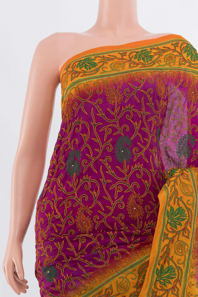 Purple Blended Raw Silk Saree - Image 2