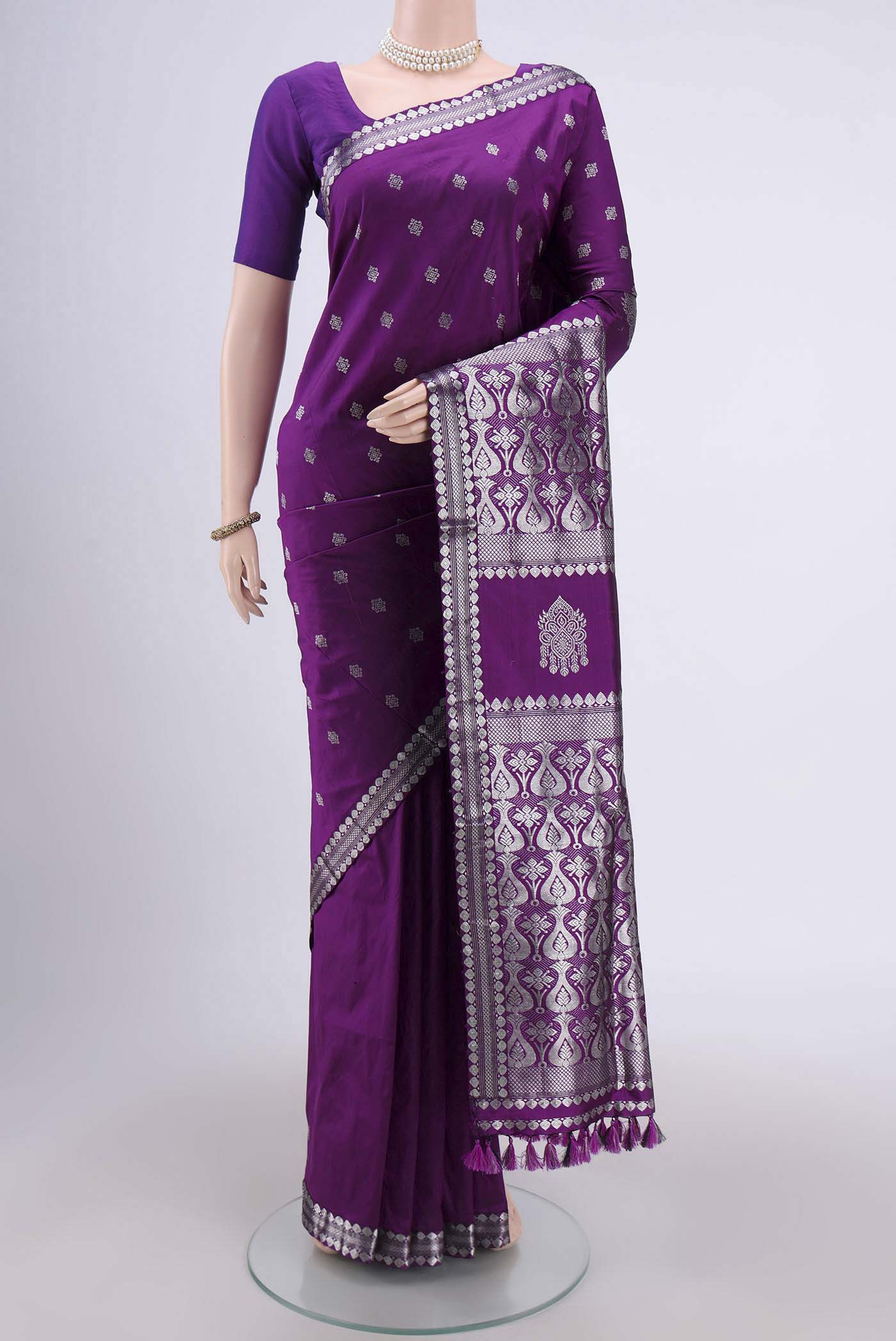 Purple Assam Silk Saree