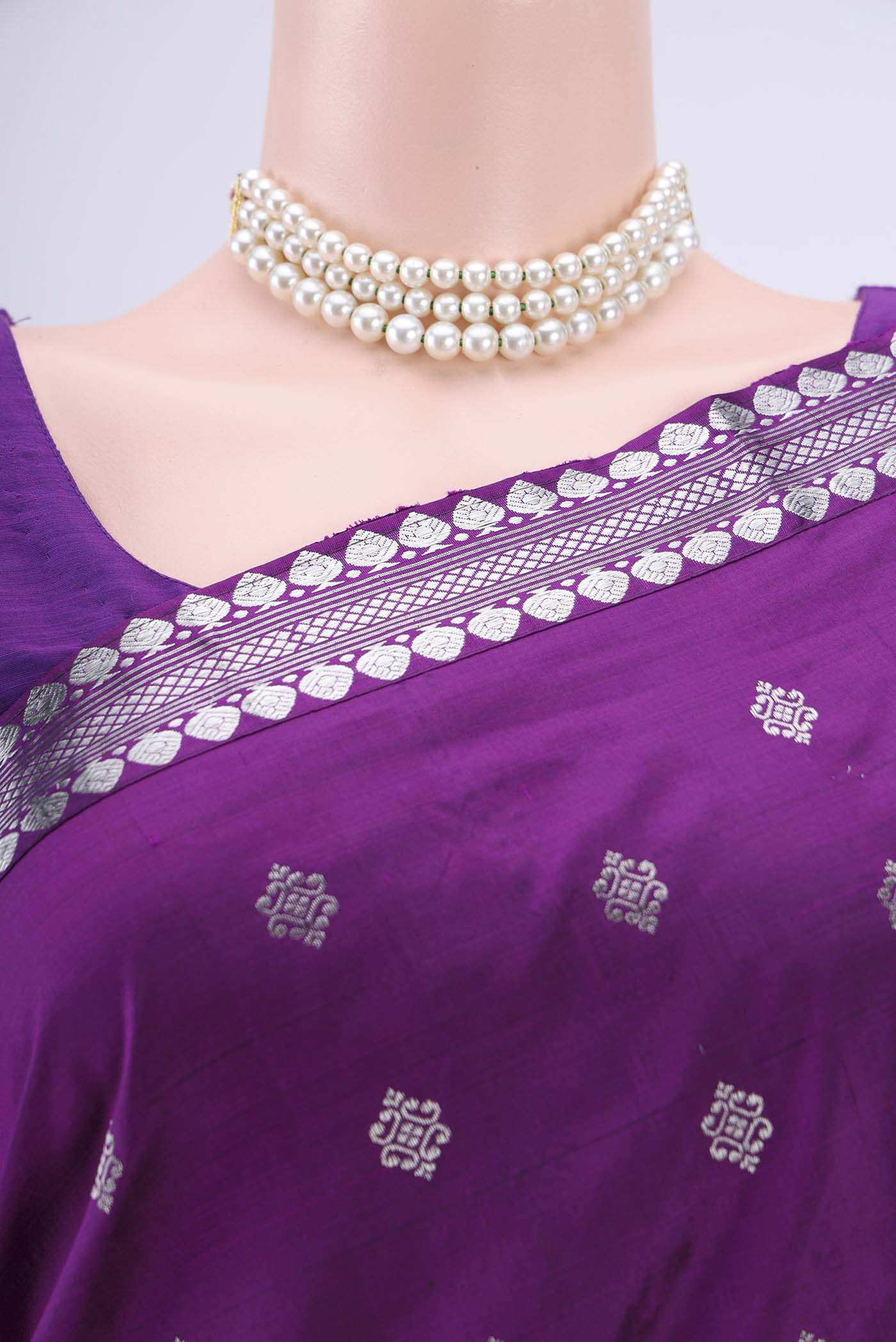 Purple Assam Silk Saree - Image 2