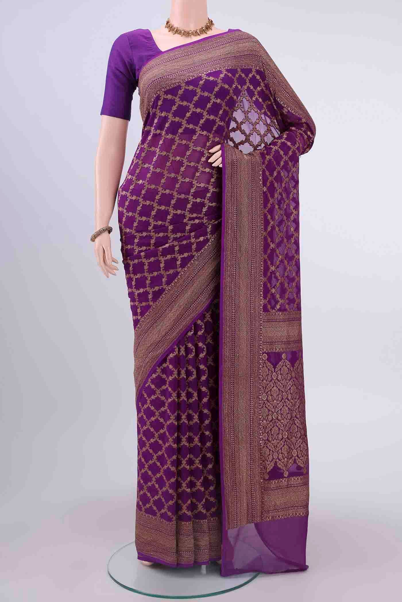 Purple Banarasi Georgette Saree