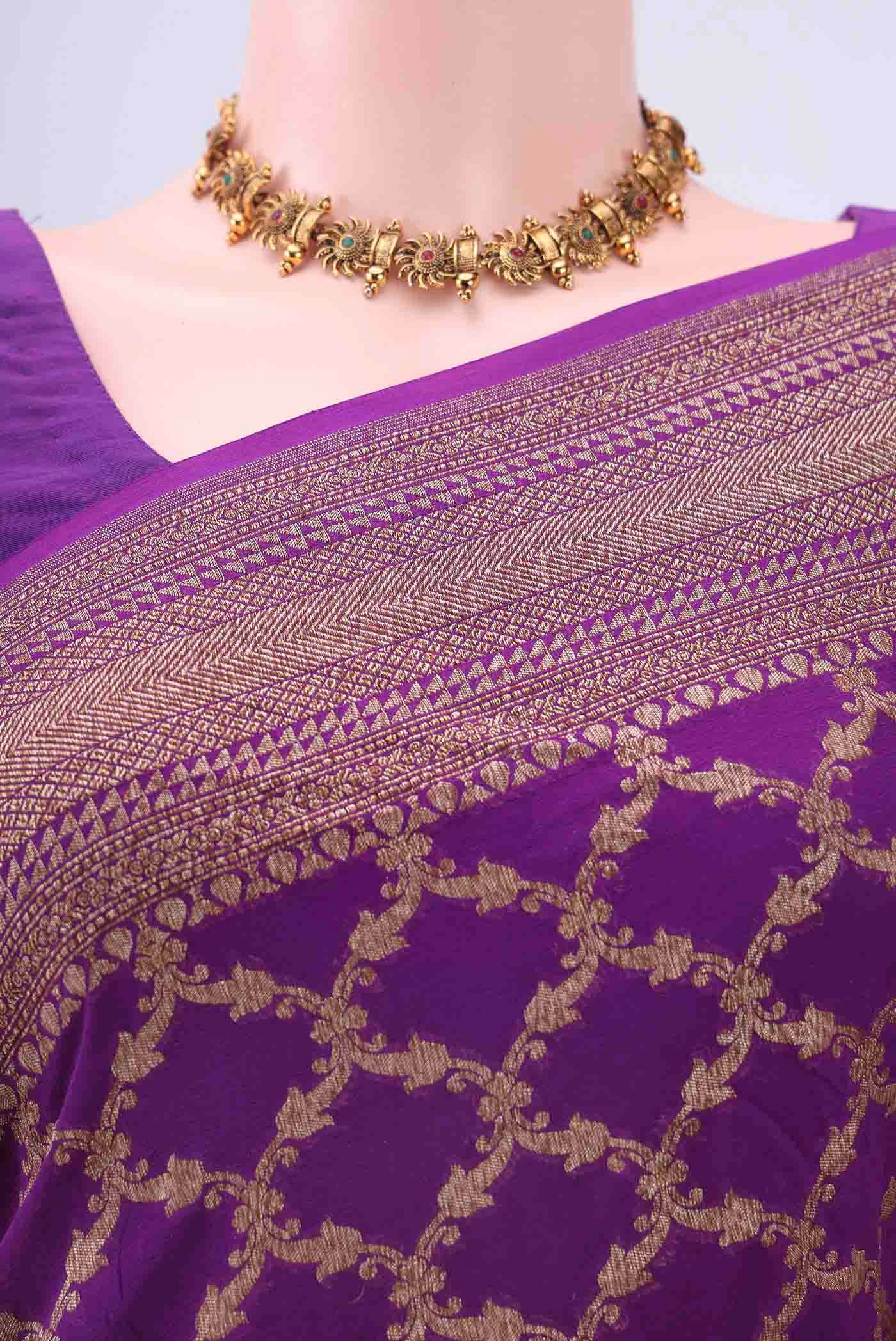 Purple Banarasi Georgette Saree - Image 2