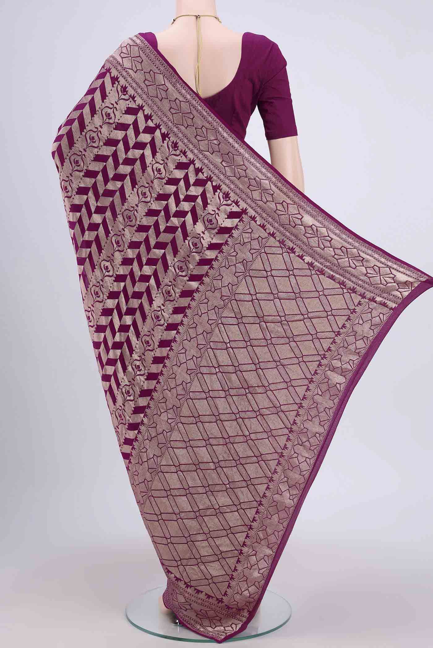 Purple Banarasi Georgette Saree - Image 4