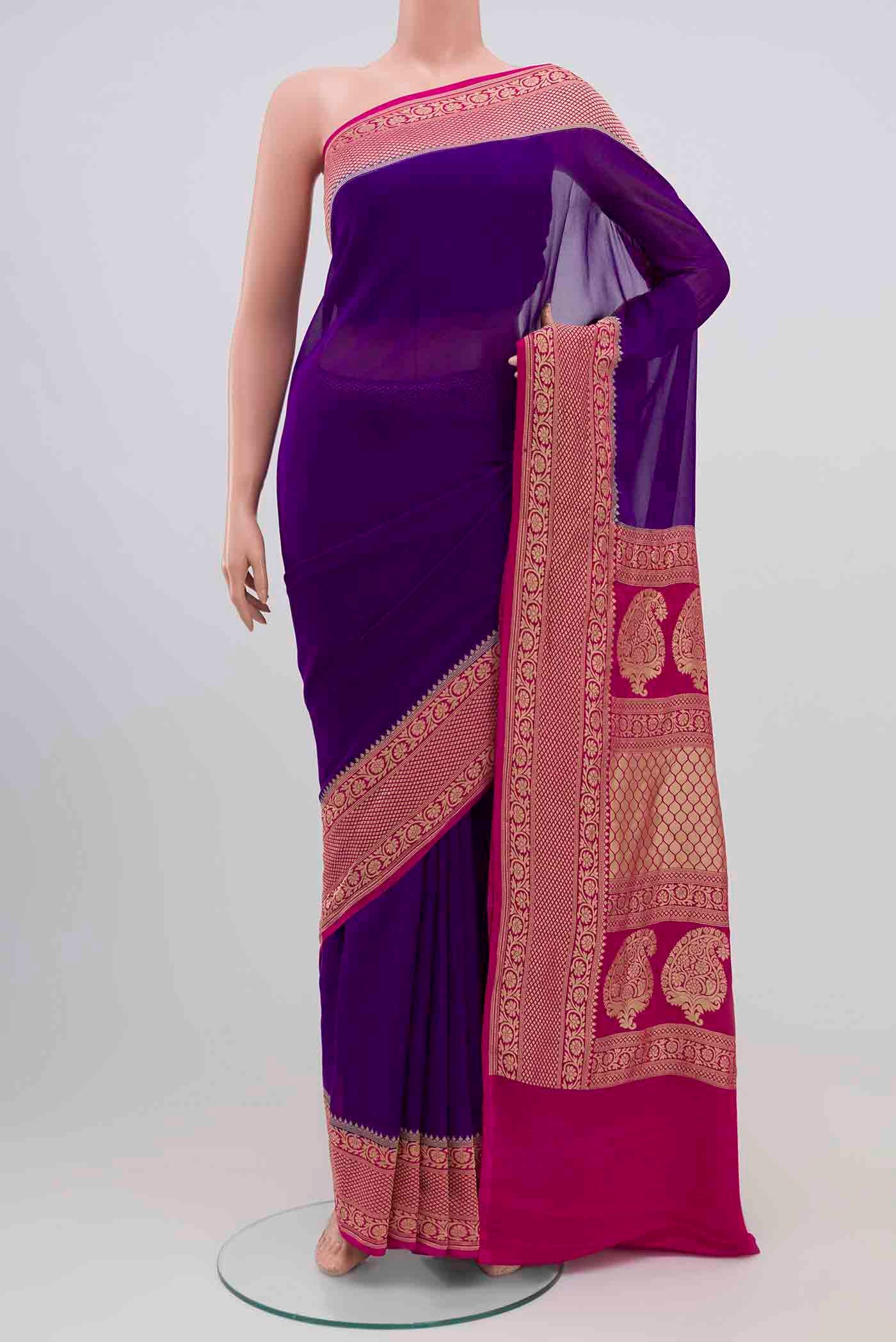 Violet Banarasi Georgette Saree
