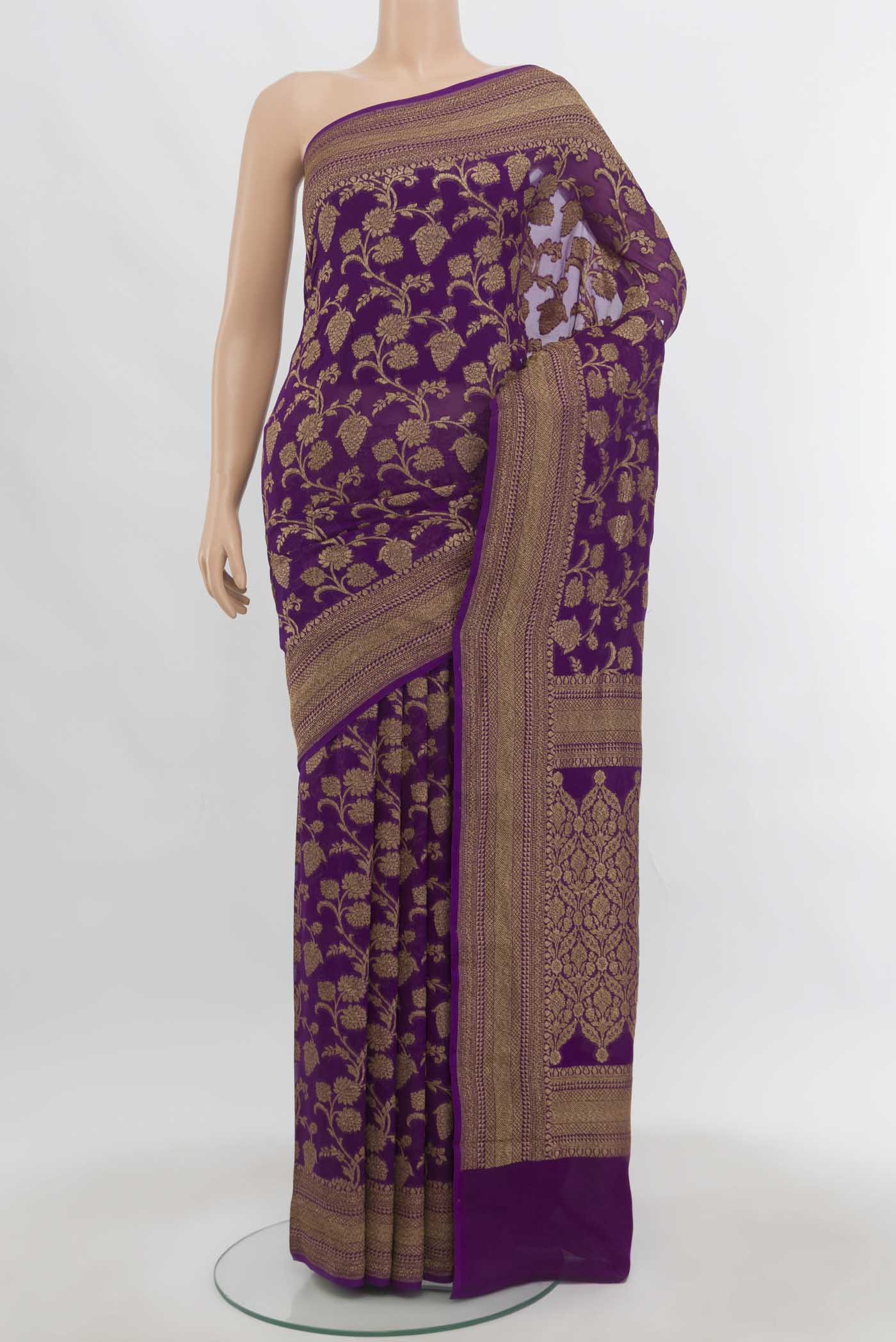 Violet Banarasi Georgette Saree