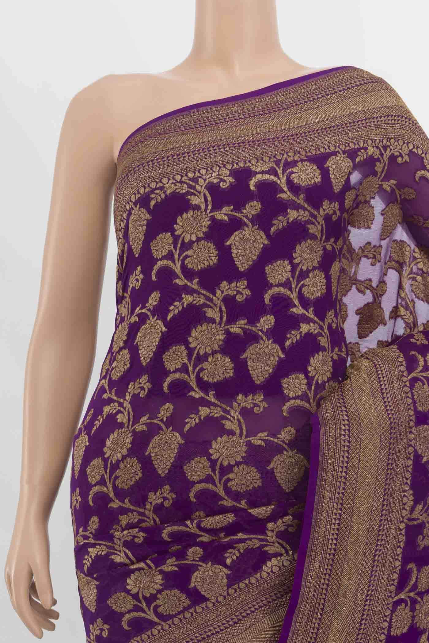 Violet Banarasi Georgette Saree - Image 2