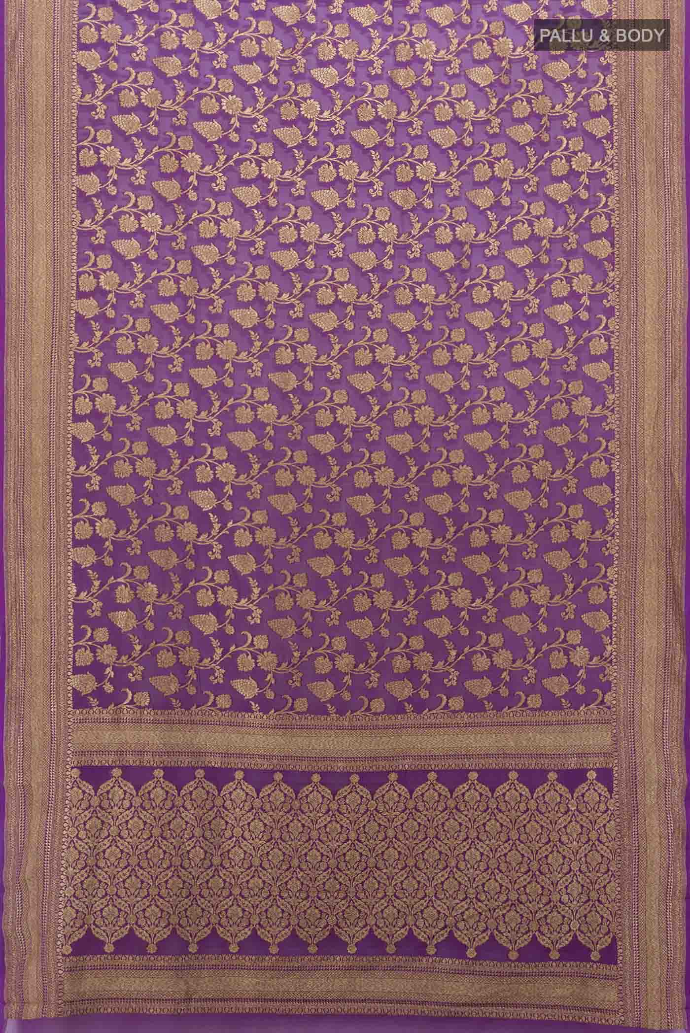 Violet Banarasi Georgette Saree - Image 5