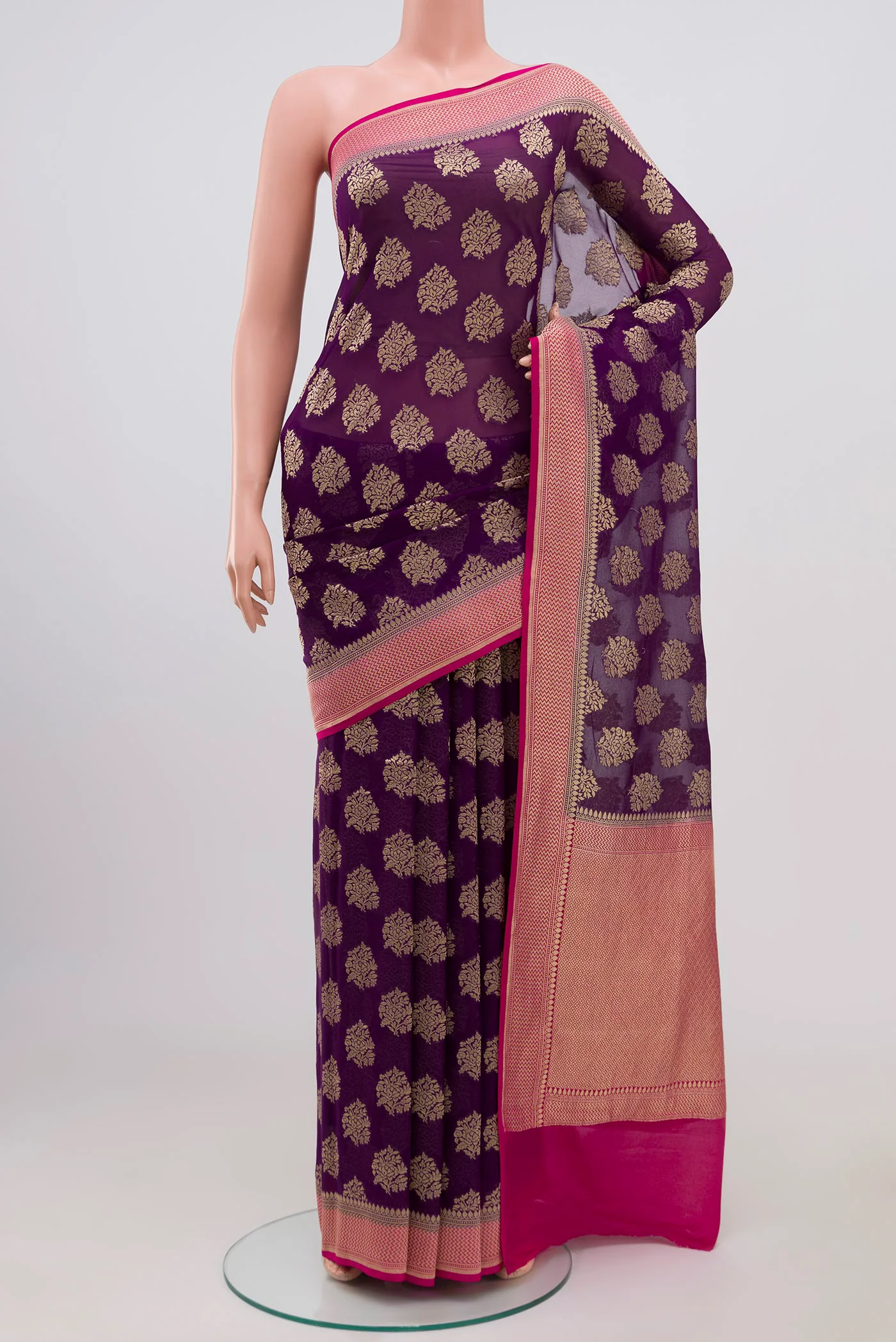 Violet Banarasi Georgette Saree