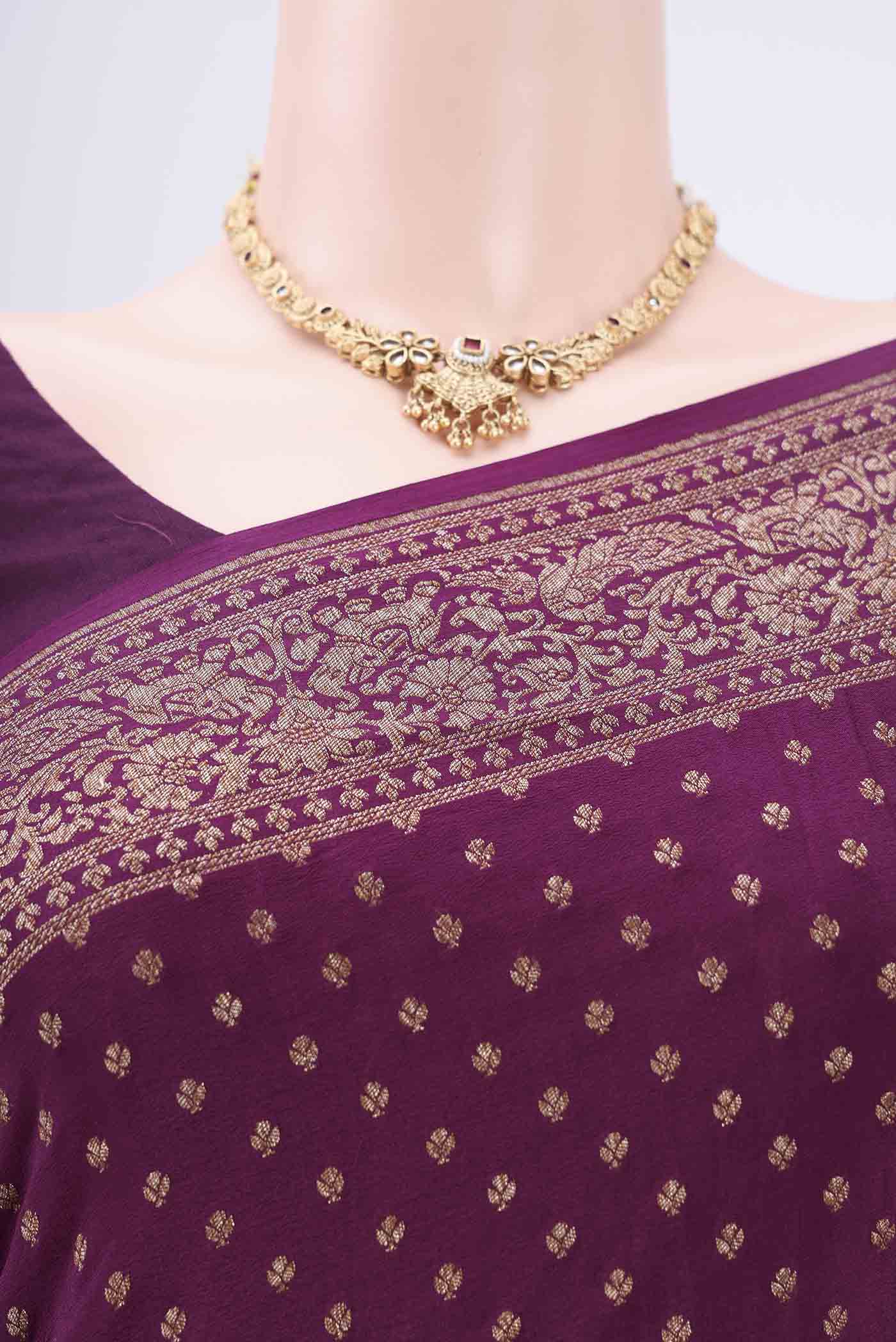Purple Banarasi Georgette Saree - Image 2