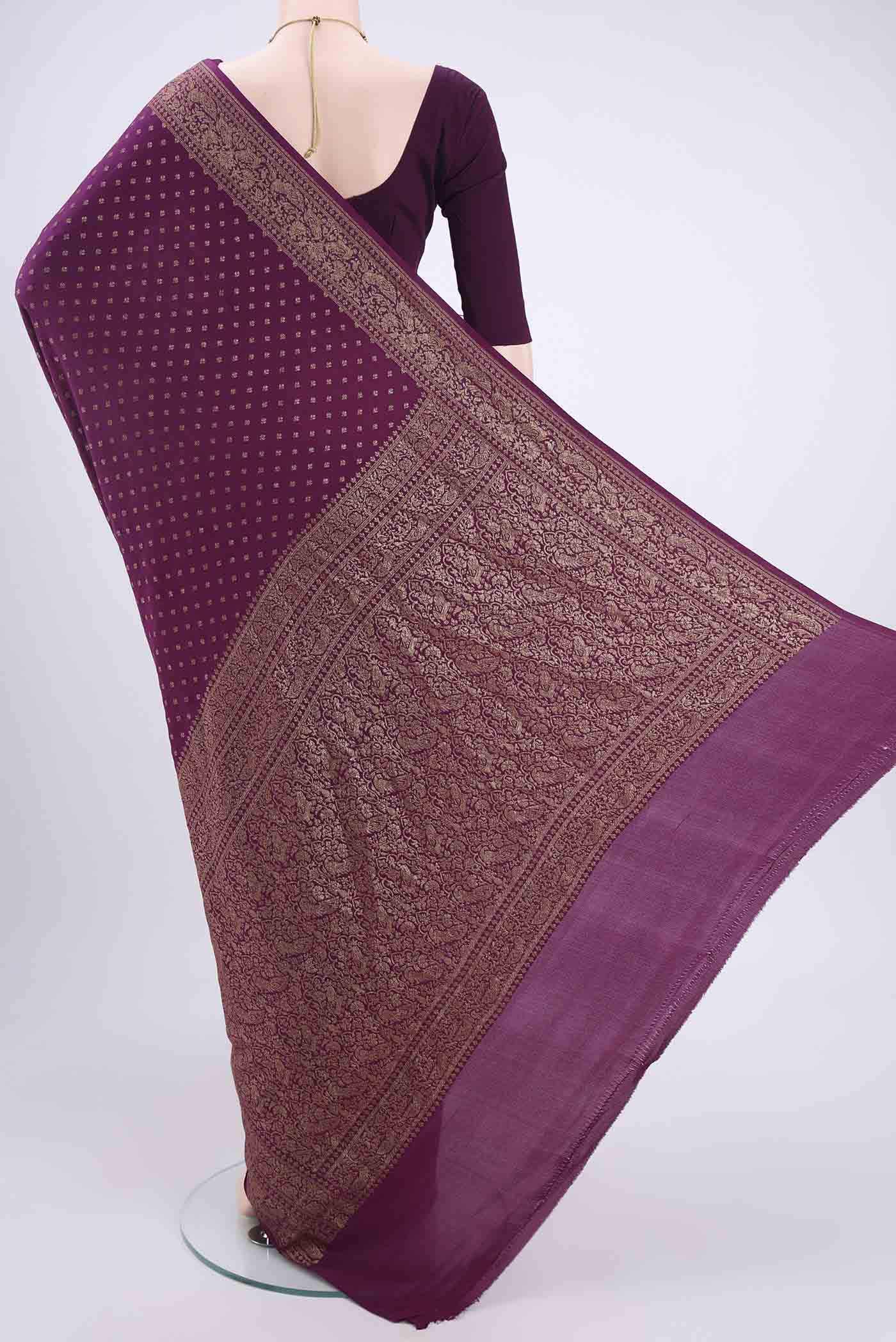 Purple Banarasi Georgette Saree - Image 3