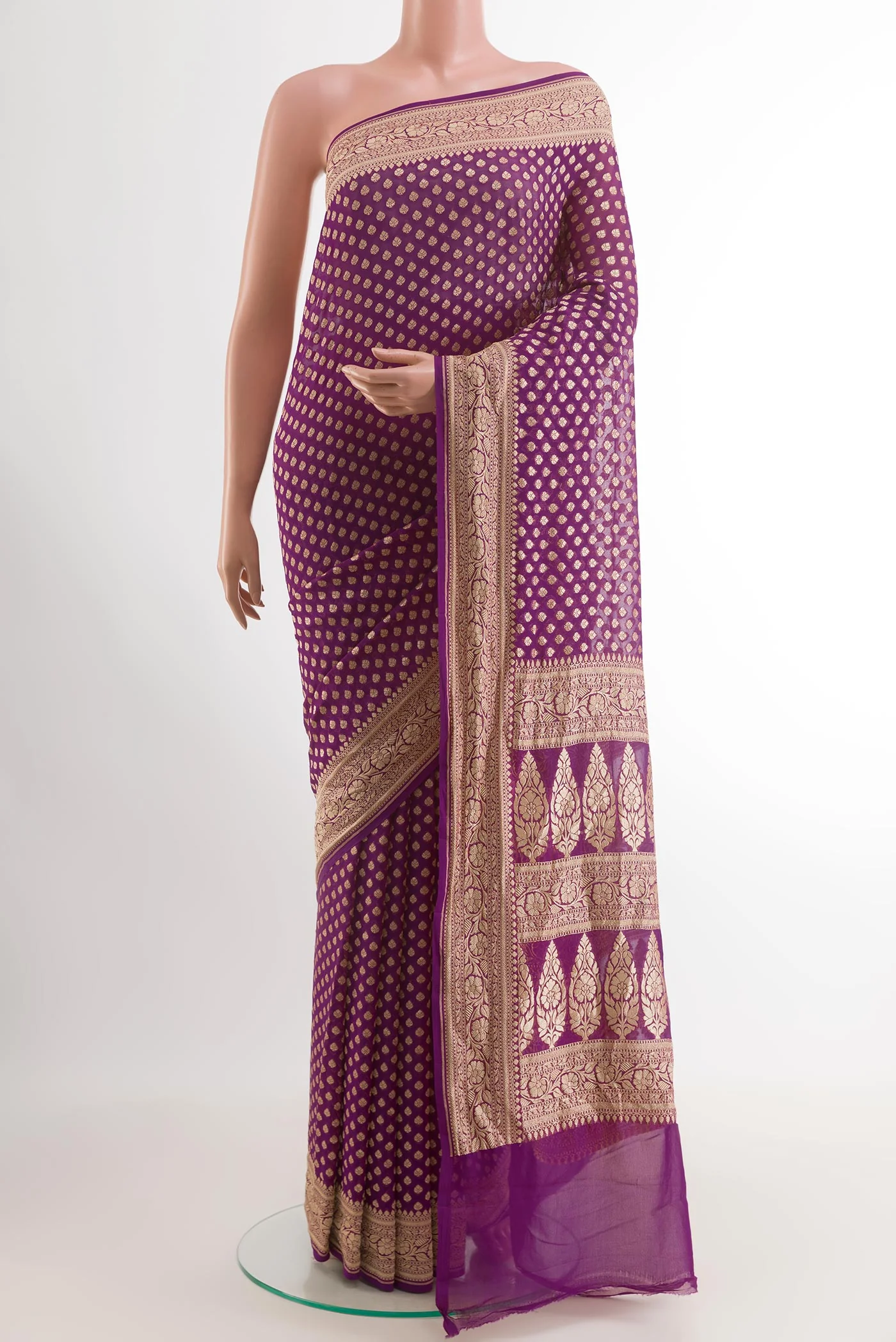 Purple Banarasi Georgette Saree