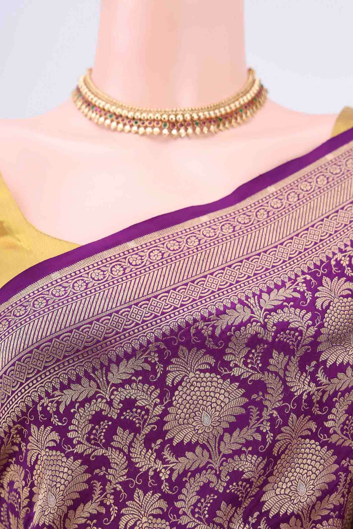 Purple Banarasi Jamavar Saree - Image 2