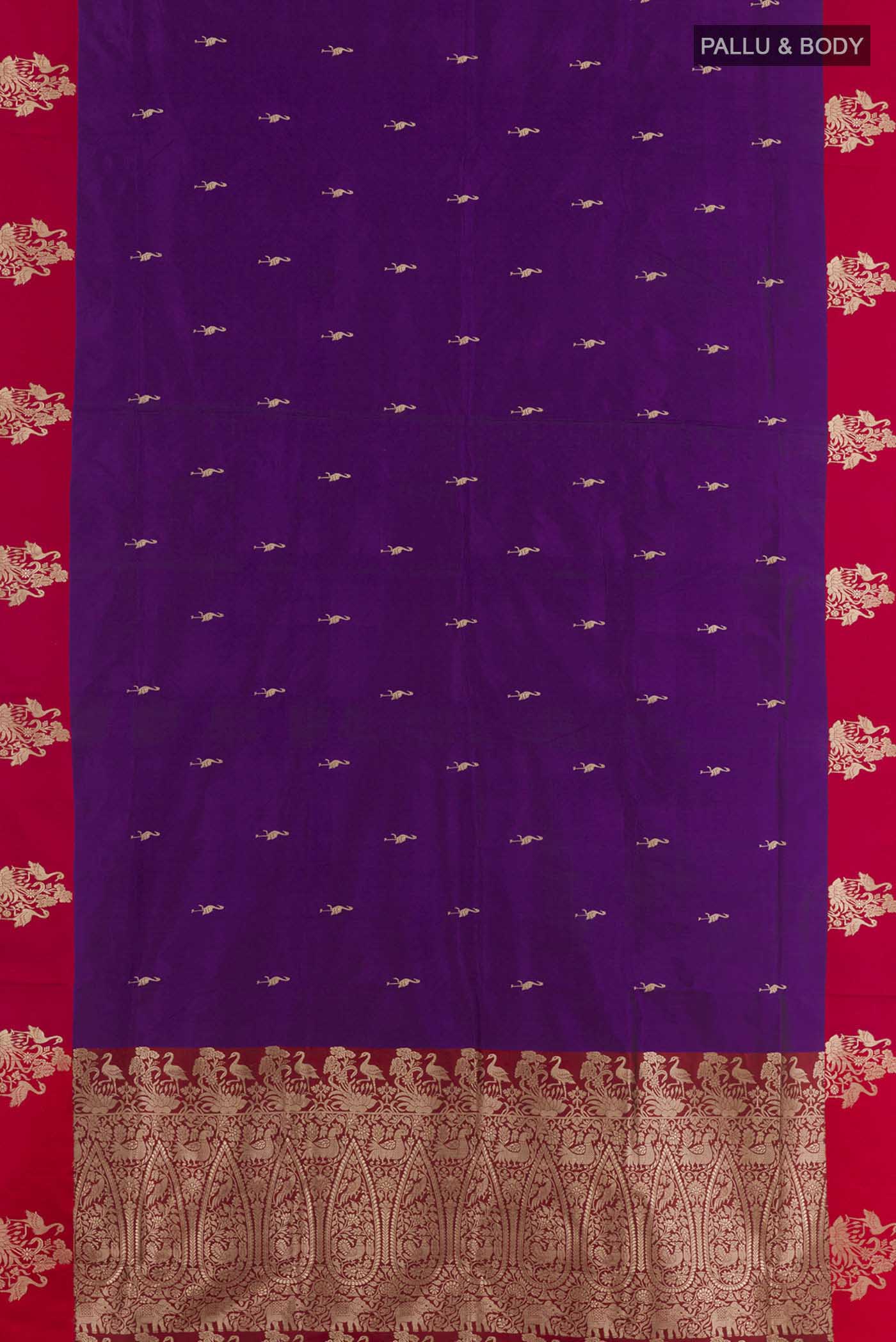 Violet Banarasi Katan Silk Saree - Image 3