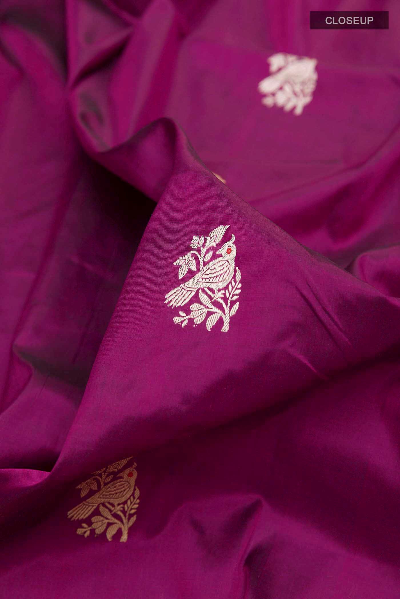 Purple Banarasi Katan Silk Saree - Image 2