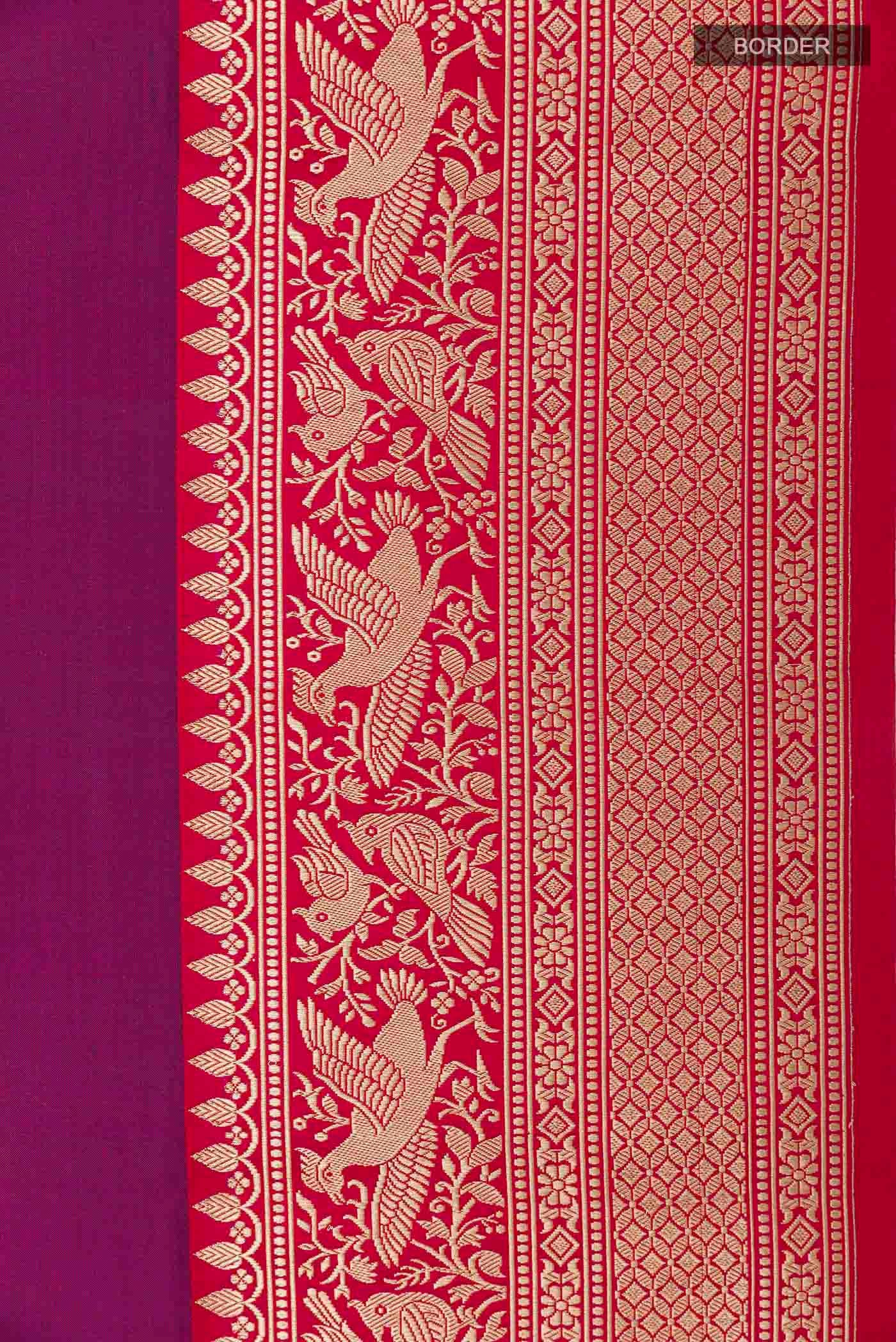 Purple Banarasi Katan Silk Saree - Image 3