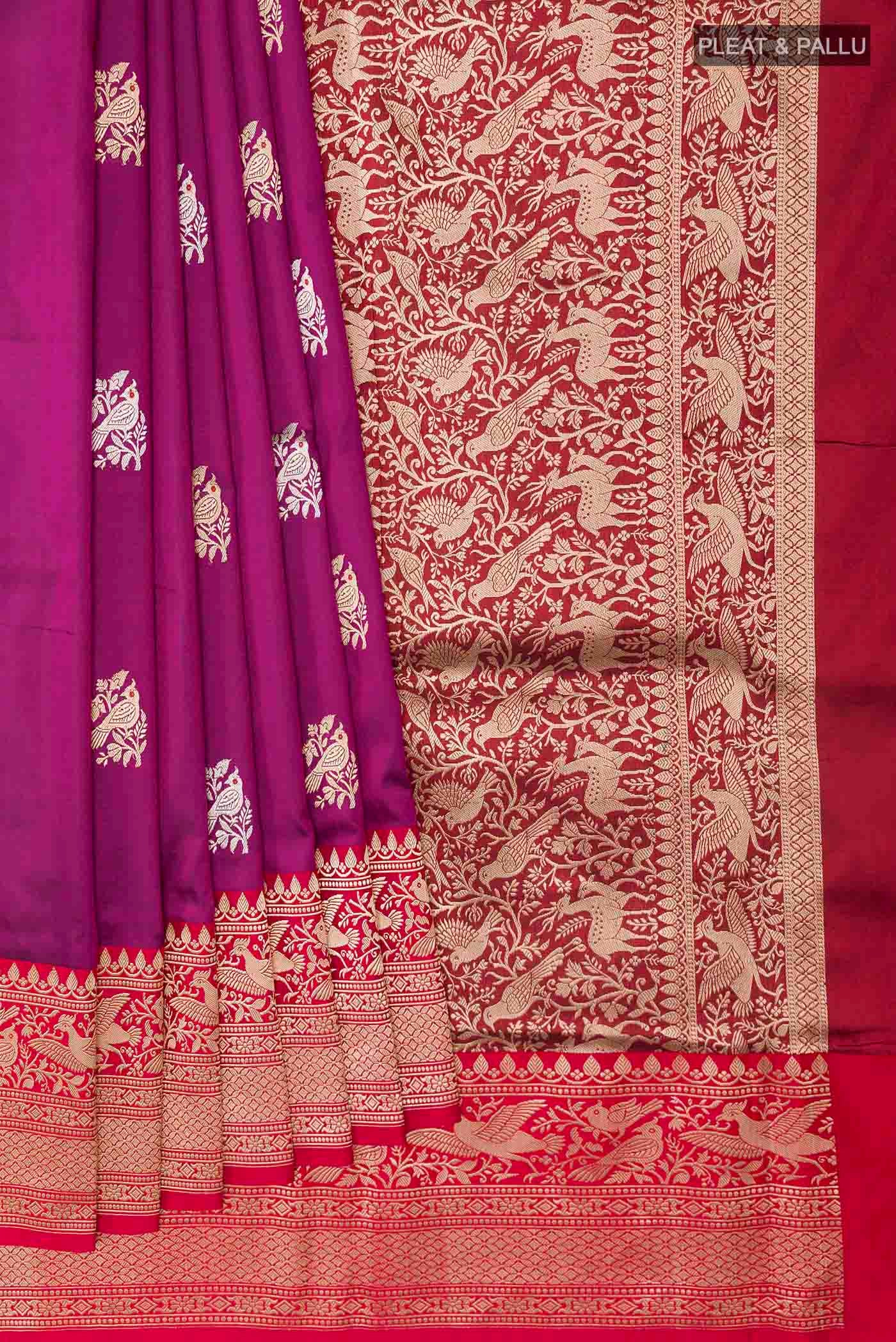 Purple Banarasi Katan Silk Saree - Image 4