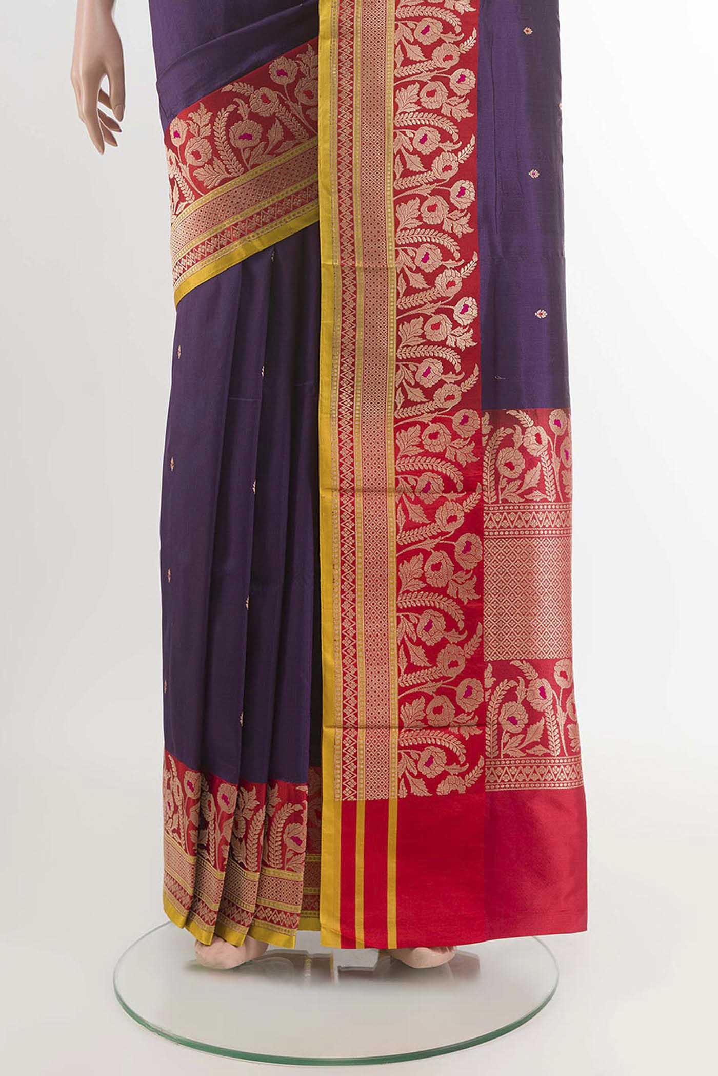 Purple Banarasi Katan Silk Saree - Image 3