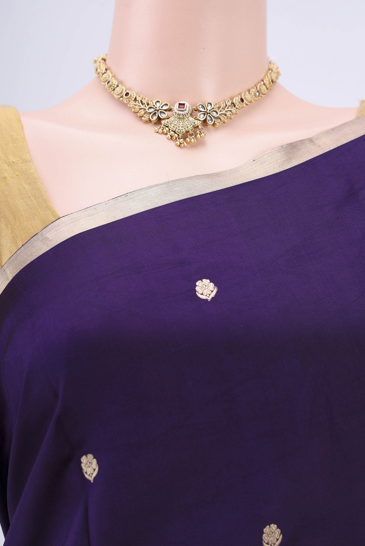 Navy Blue Banarasi Silk Saree - Image 2