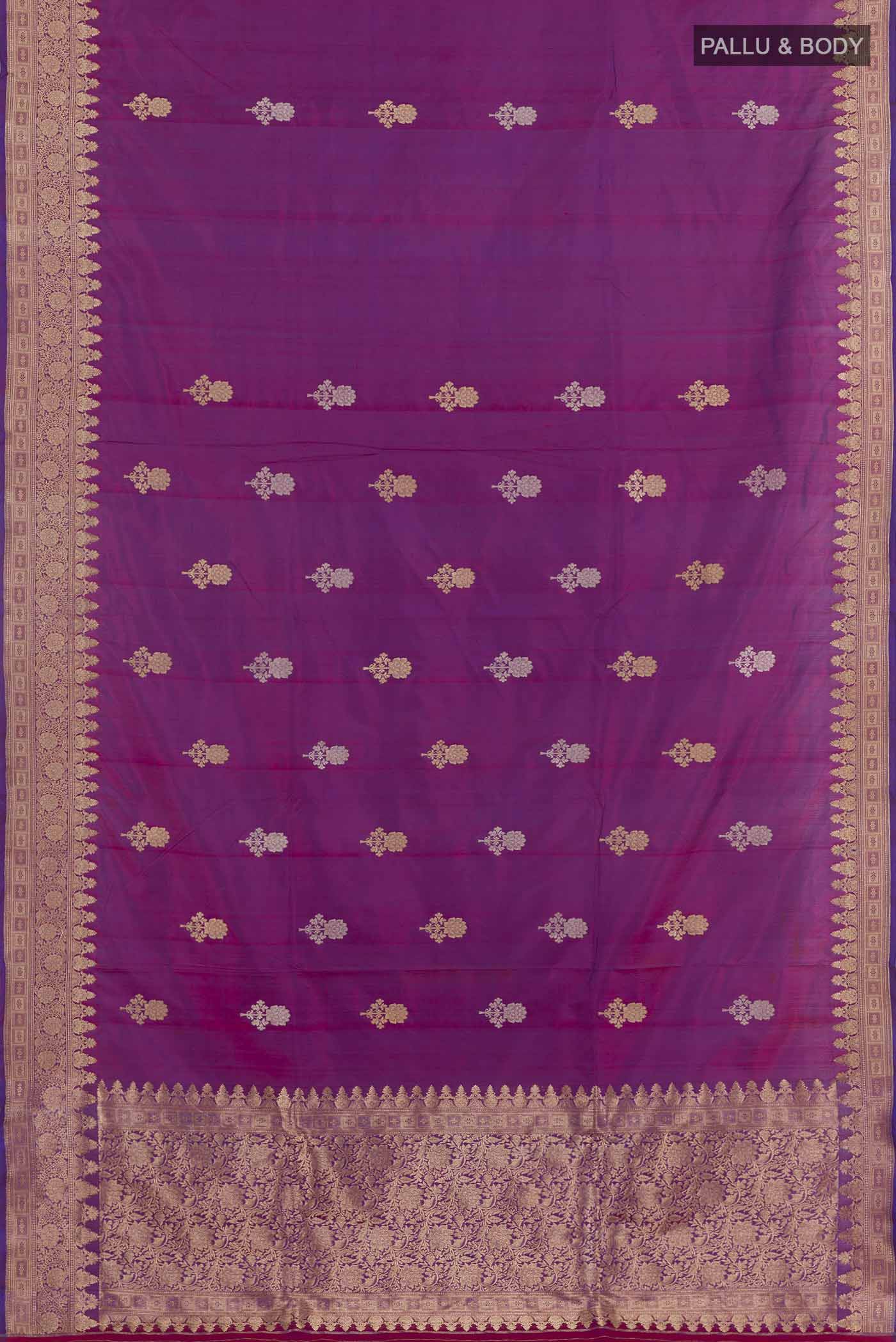Purple Banarasi Katan Silk Saree - Image 3
