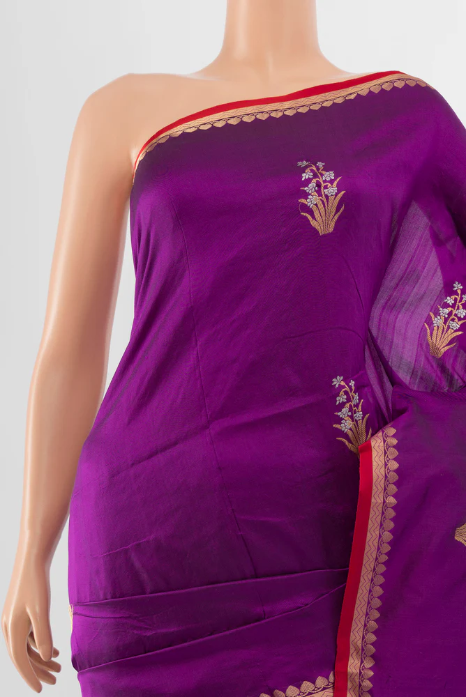 Purple Banarasi Katan Silk Saree - Image 2